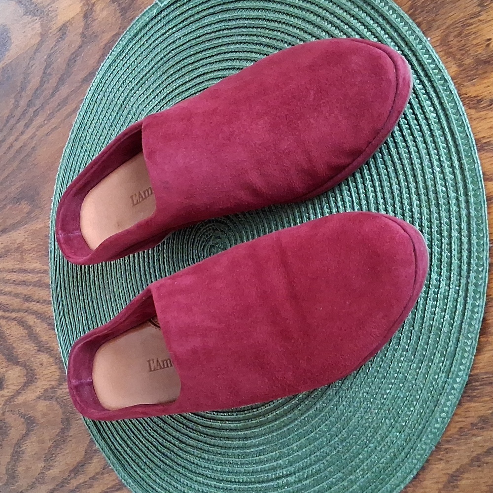 L’Amour Burgundy Suede Slip-On Mules